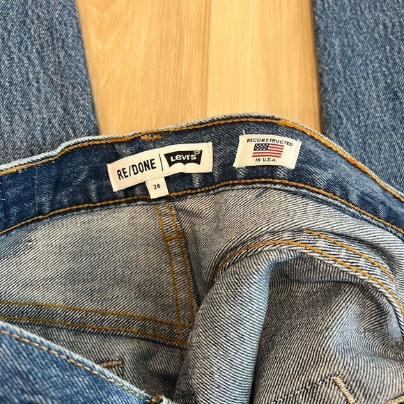 LEVI Re/Done Stove Pipe Cropped Jeans Size 24 - Picture 11 of 16